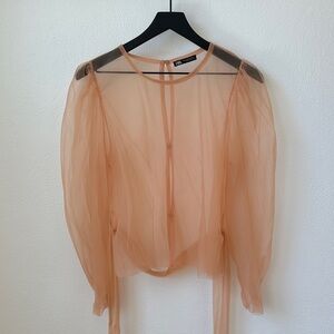 Zara Light Orange Sheer Blouse